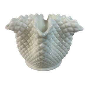 Vintage Westmoreland Milk Glass English Hobnail Handkerchief Vase Large